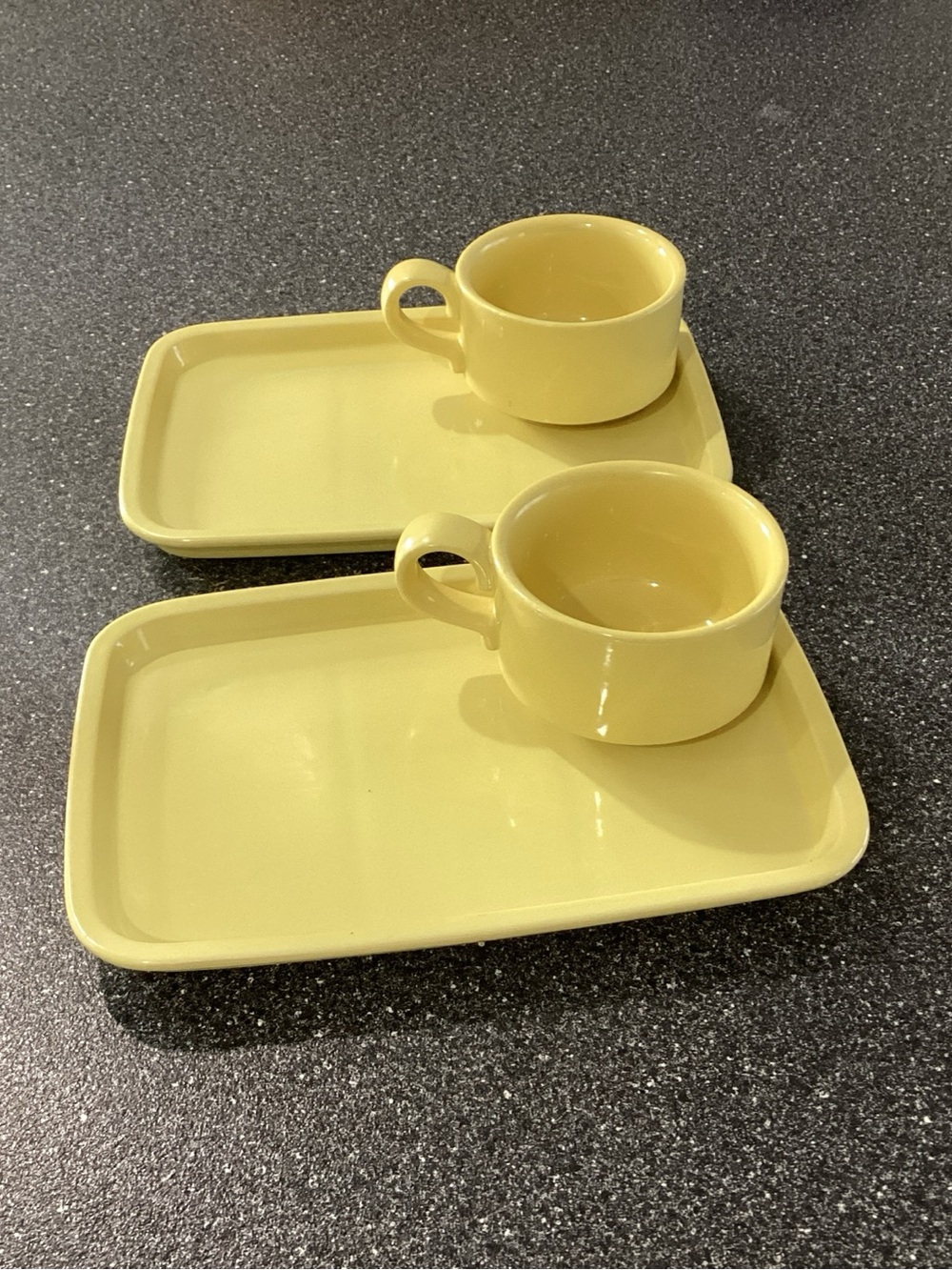 vintage Hall 2445 yellow soup and sandwich set. (2)